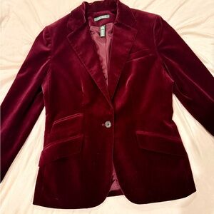 Lauren Ralph Lauren Velvet Blazer in Deep Red